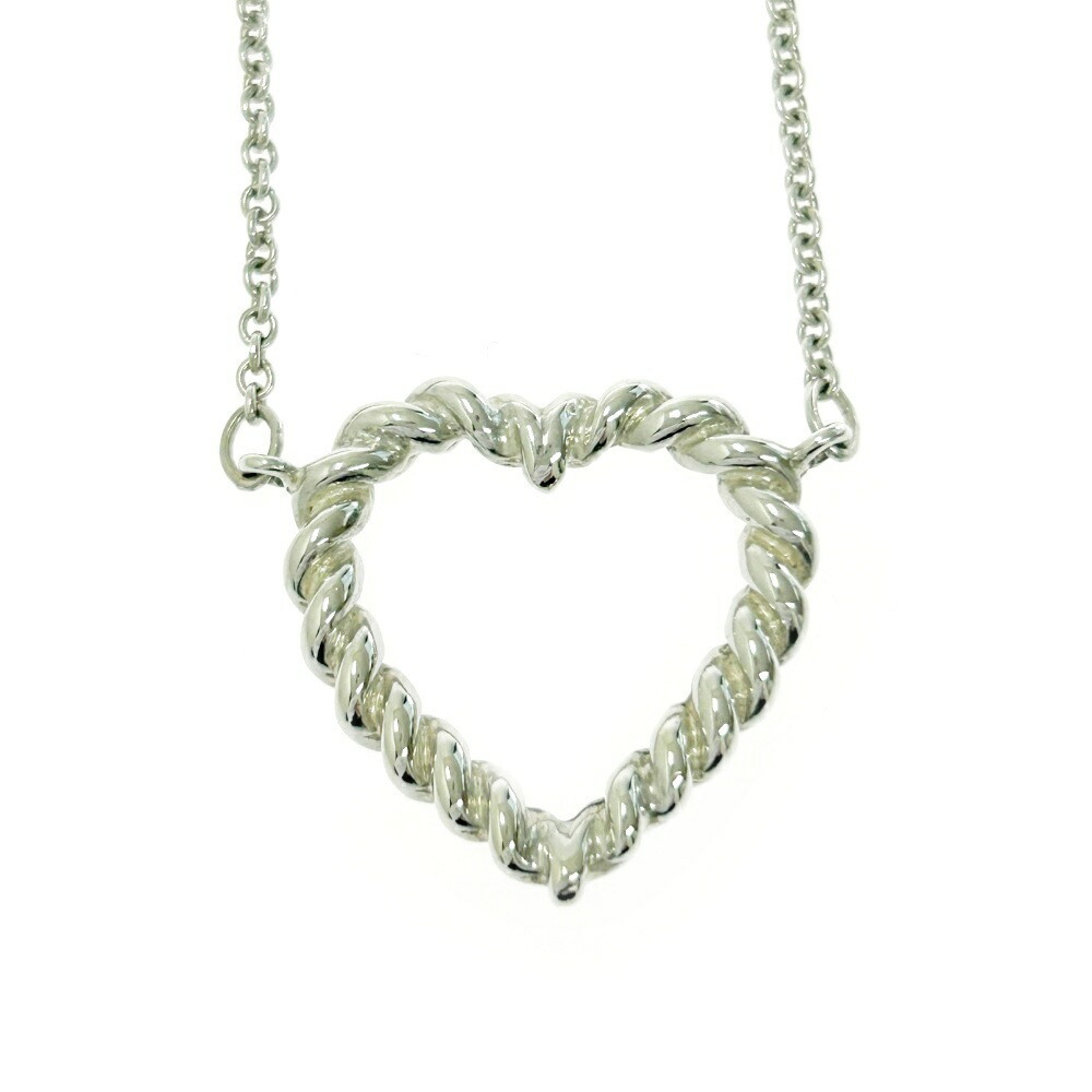 TIFFANY Co Silver Twisted Heart Necklace